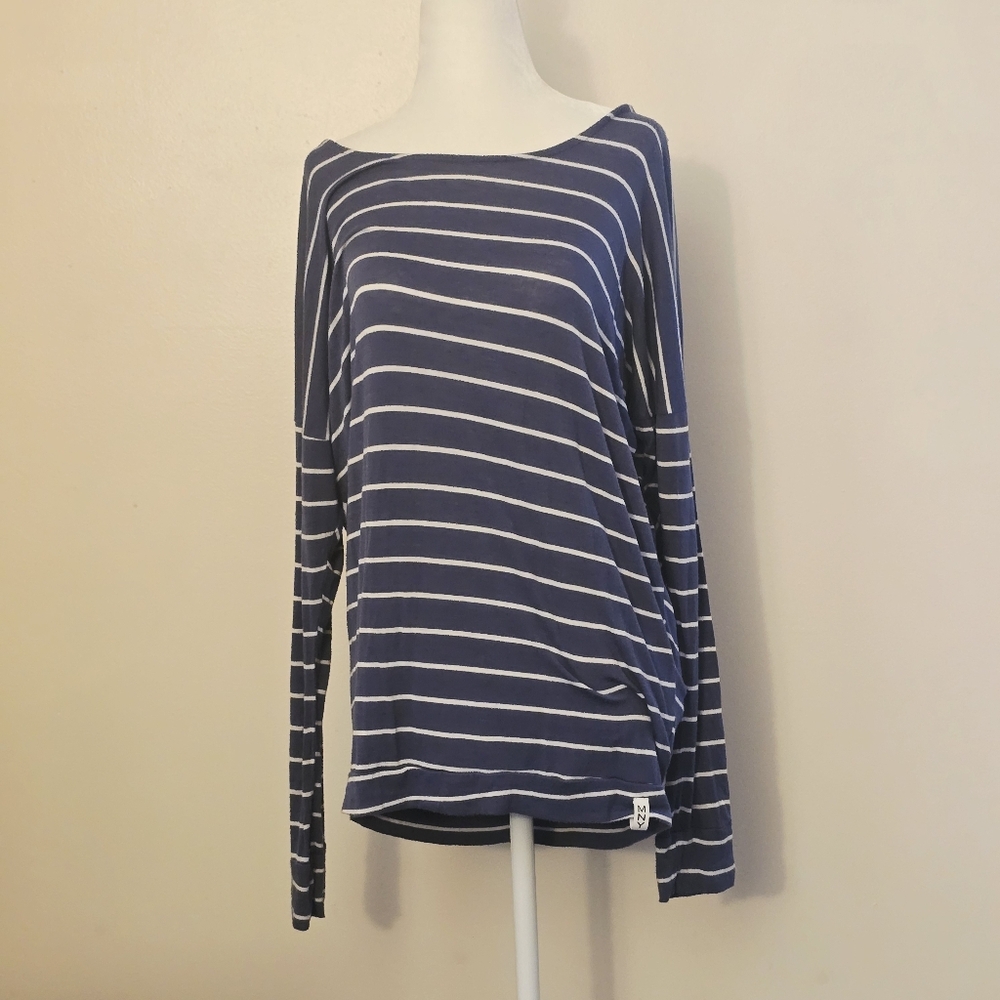 Marc New York Women's Small Navy and White Striped Blouse